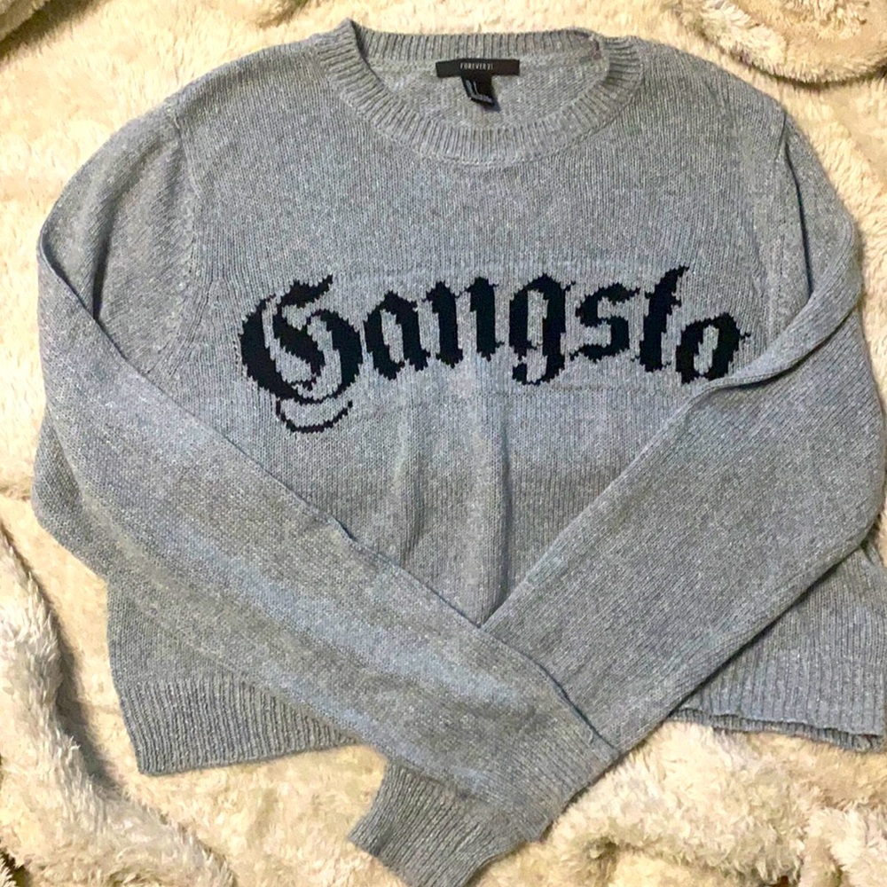 Grey “Gangsta” Sweater/ Lightly Worn/ Size:L
